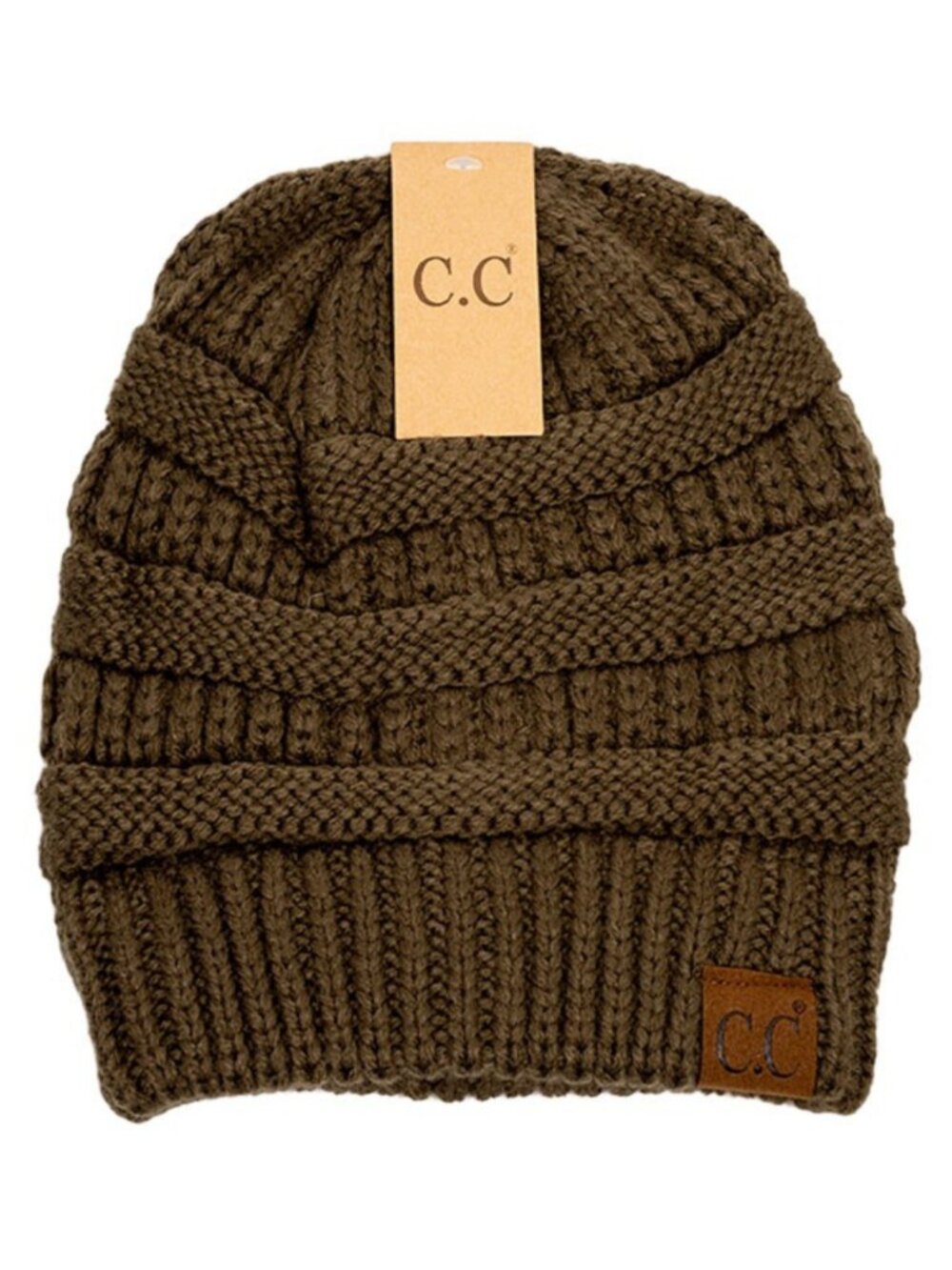 Authentic C.C Exclusives Cable Knit Beanie NEW OLIVE